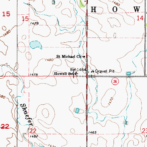Topographic Map of Howell School, SD
