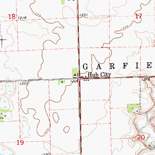 Topographic Map of Hub City, SD