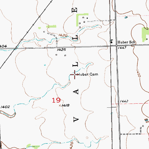 Topographic Map of Huber 3 Cemetery, SD