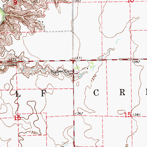 Topographic Map of Huber 1 Cemetery, SD