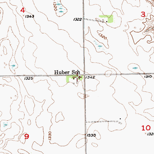 Topographic Map of Huber School, SD