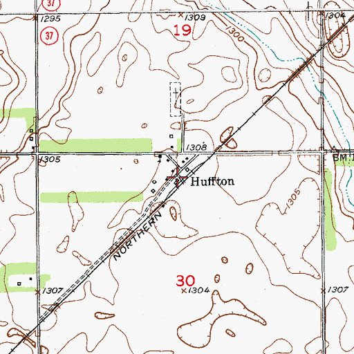 Topographic Map of Huffton, SD