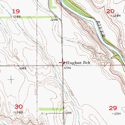 Topographic Map of Hughes School, SD