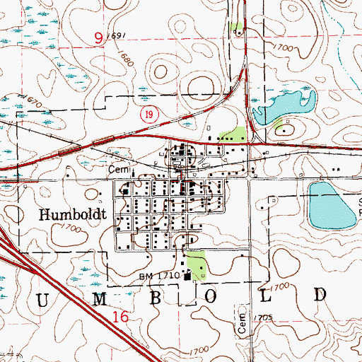 Topographic Map of Humboldt, SD