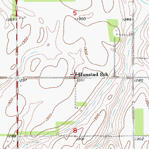 Topographic Map of Hunstad School, SD