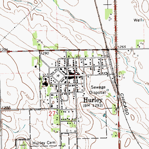 Topographic Map of Hurley, SD