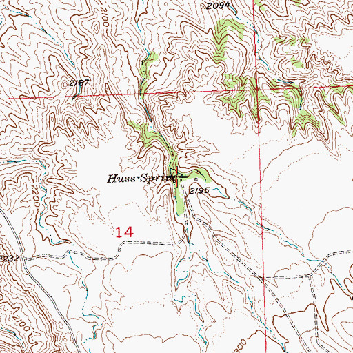 Topographic Map of Huss Spring, SD