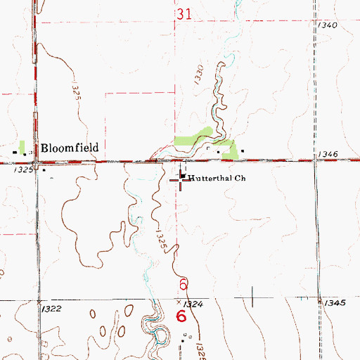Topographic Map of Hutterthal Church, SD
