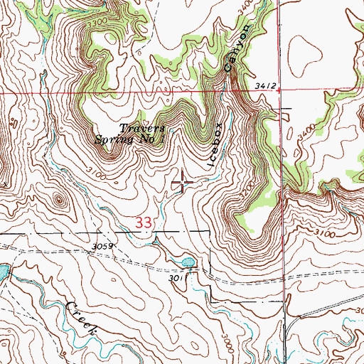 Topographic Map of Icebox Canyon, SD