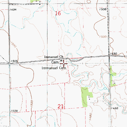 Topographic Map of Immanuel Cemetery, SD