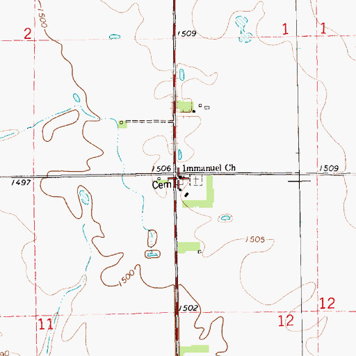 Topographic Map of Immanuel Church, SD