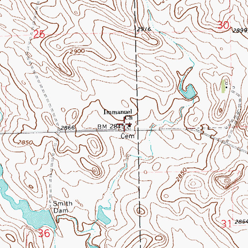 Topographic Map of Immanuel Church, SD