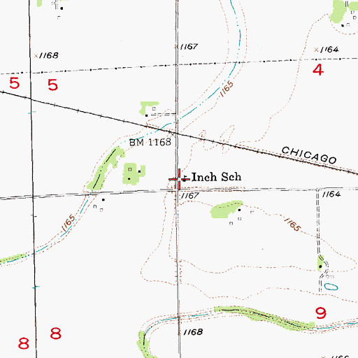 Topographic Map of Inch School, SD