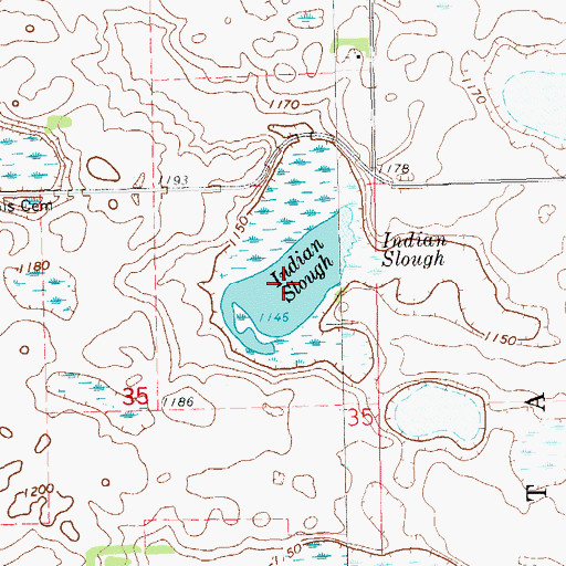 Topographic Map of Indian Slough, SD