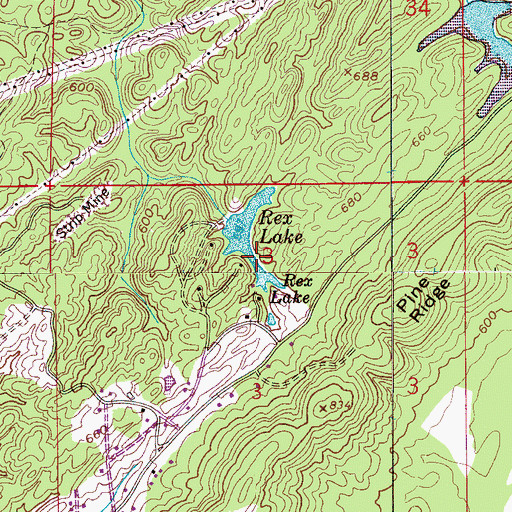 Topographic Map of Rex Lake, AL