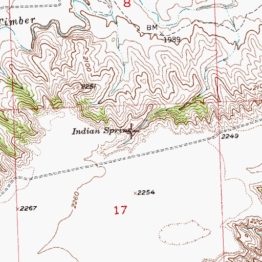Topographic Map of Indian Spring, SD