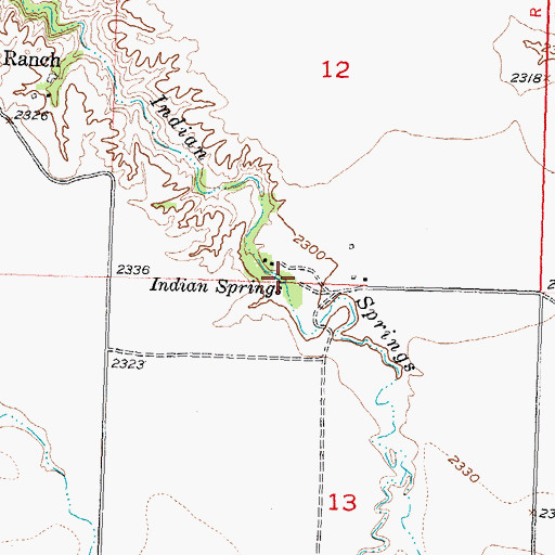 Topographic Map of Indian Springs, SD