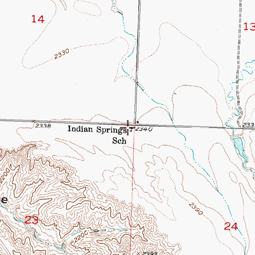 Topographic Map of Indian Springs School, SD