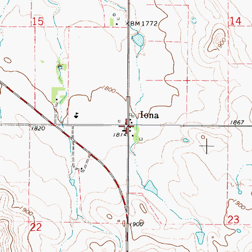 Topographic Map of Iona, SD