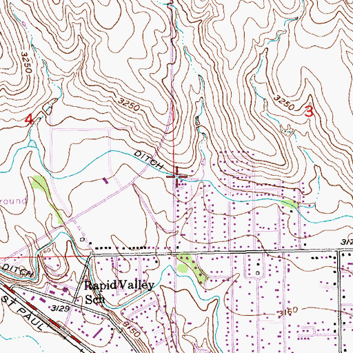 Topographic Map of Iowa Ditch, SD