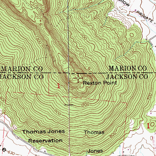 Topographic Map of Rexton Point, AL