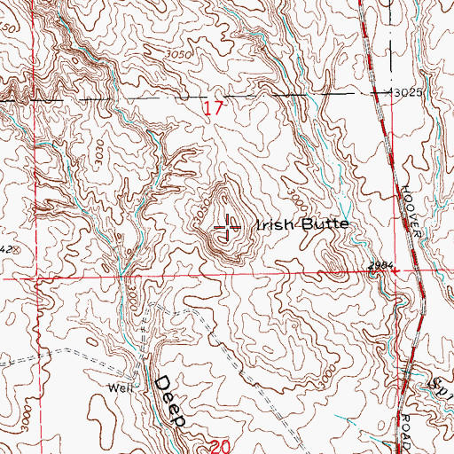 Topographic Map of Irish Butte, SD