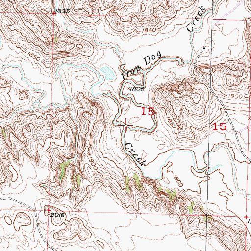 Topographic Map of Iron Dog Creek, SD