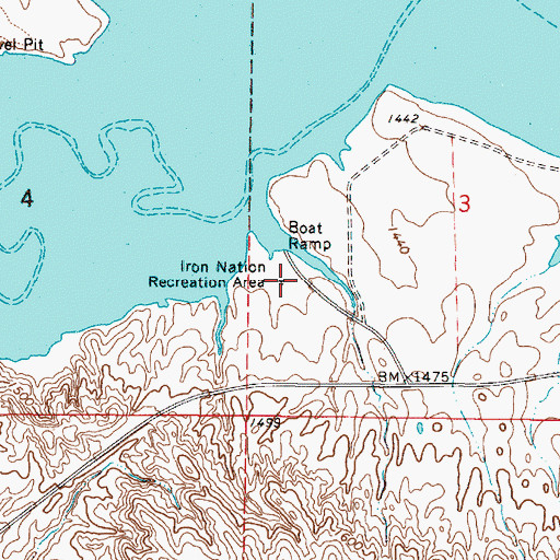 Topographic Map of Iron Nation Recreation Area, SD
