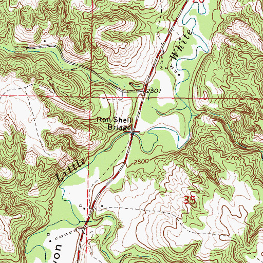 Topographic Map of Iron Shell Bridge, SD