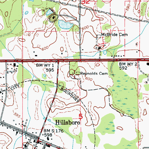 Topographic Map of Reynolds Cemetery, AL