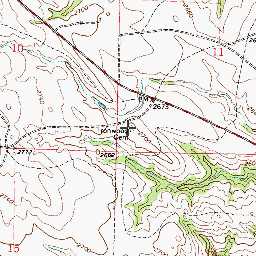Topographic Map of Ironwood Cemetery, SD