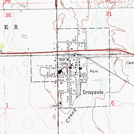 Topographic Map of Iroquois, SD