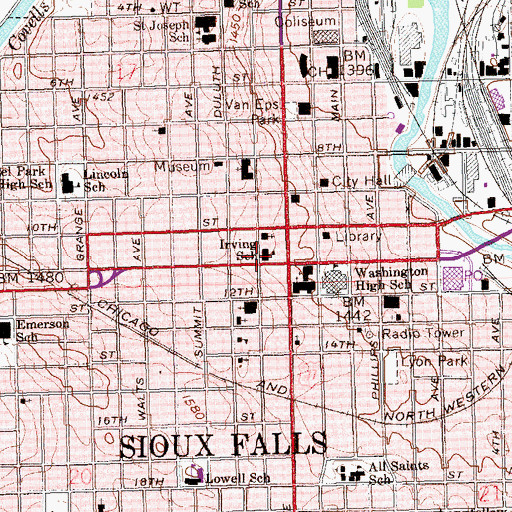 Topographic Map of Irving School, SD
