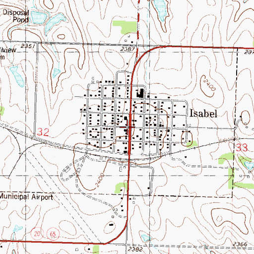Topographic Map of Isabel, SD
