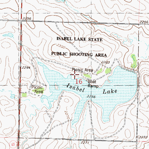 Topographic Map of Isabel Lake State Public Shooting Area, SD