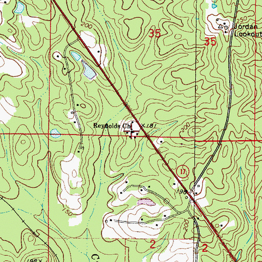 Topographic Map of Reynolds Church, AL