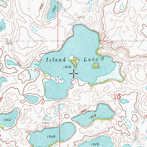 Topographic Map of Island Lake, SD