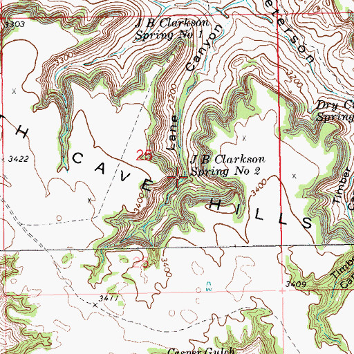 Topographic Map of J B Clarkson Spring Number Two, SD