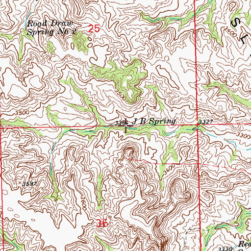 Topographic Map of J B Spring, SD