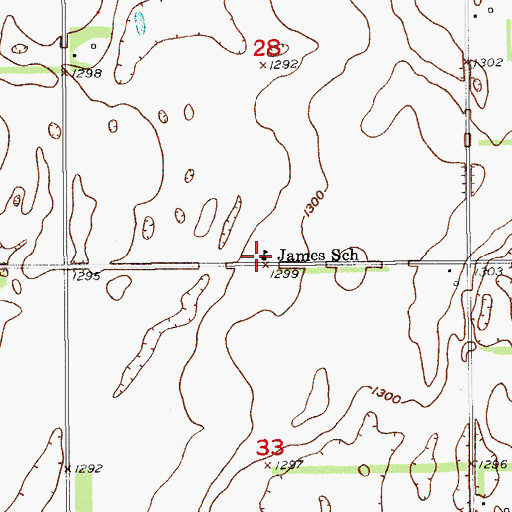 Topographic Map of James School, SD