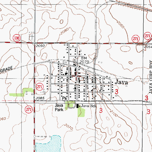 Topographic Map of Java, SD