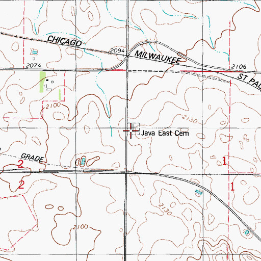 Topographic Map of Java East Cemetery, SD