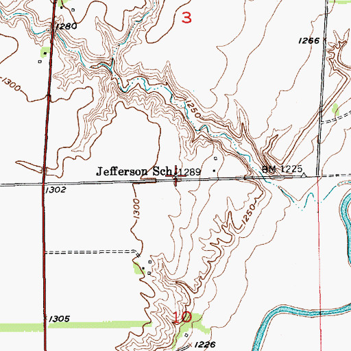 Topographic Map of Jefferson School, SD