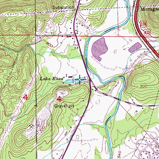 Topographic Map of Lake Rhea, AL