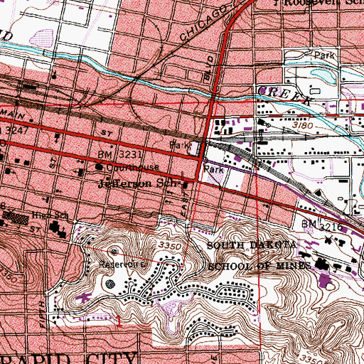 Topographic Map of Jefferson Academy, SD