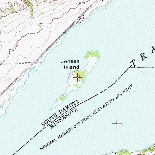 Topographic Map of Jensen Island, SD