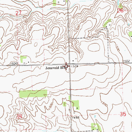 Topographic Map of Jensvold School, SD