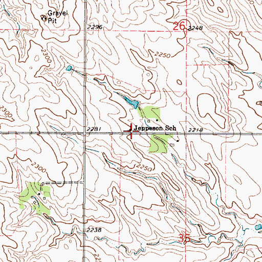 Topographic Map of Jeppeson School, SD