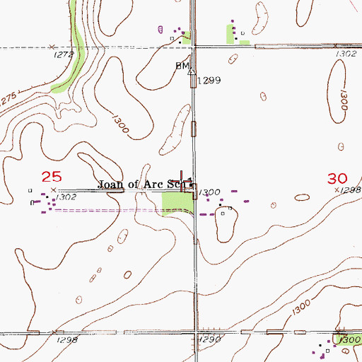 Topographic Map of Joan of Arc School, SD