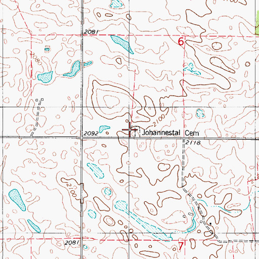 Topographic Map of Johannestal Cemetery, SD